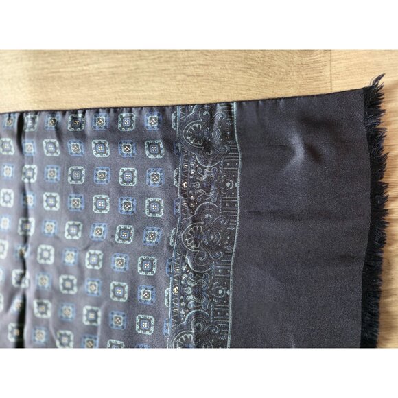 Vintage Cisco Blue Silk & Cashmere Wool Reversible Scarf - Picture 4 of 4